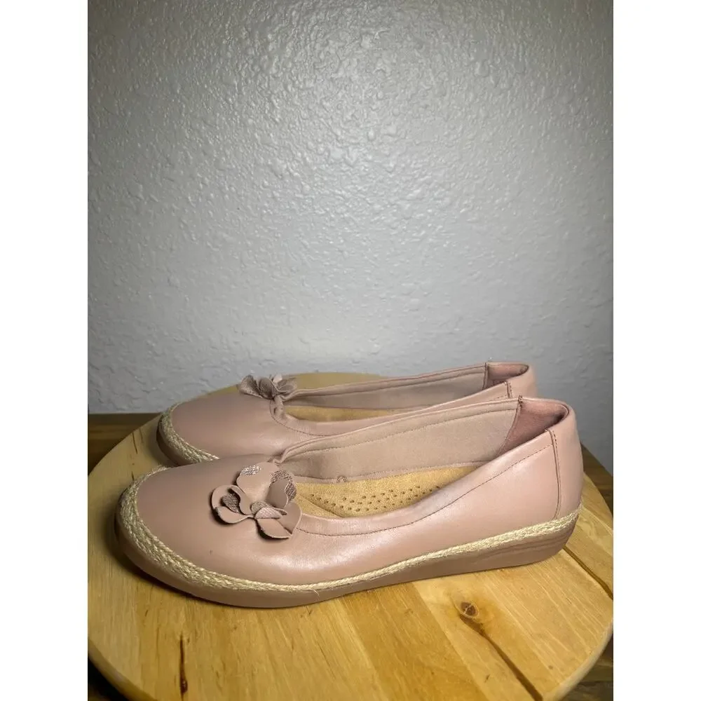 Clarks Collection Ultimate Comfort Tan Leather Flats Loafers size 11 W